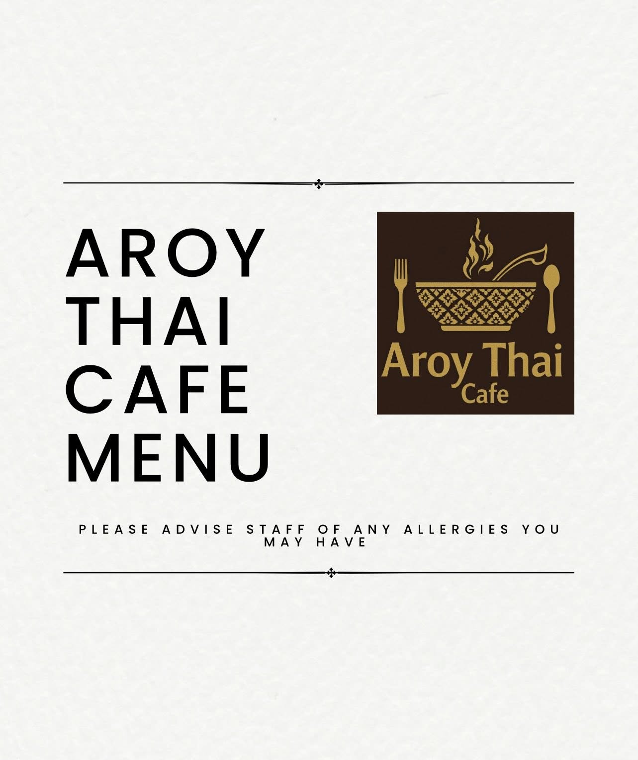 Aroy Thai menu cover